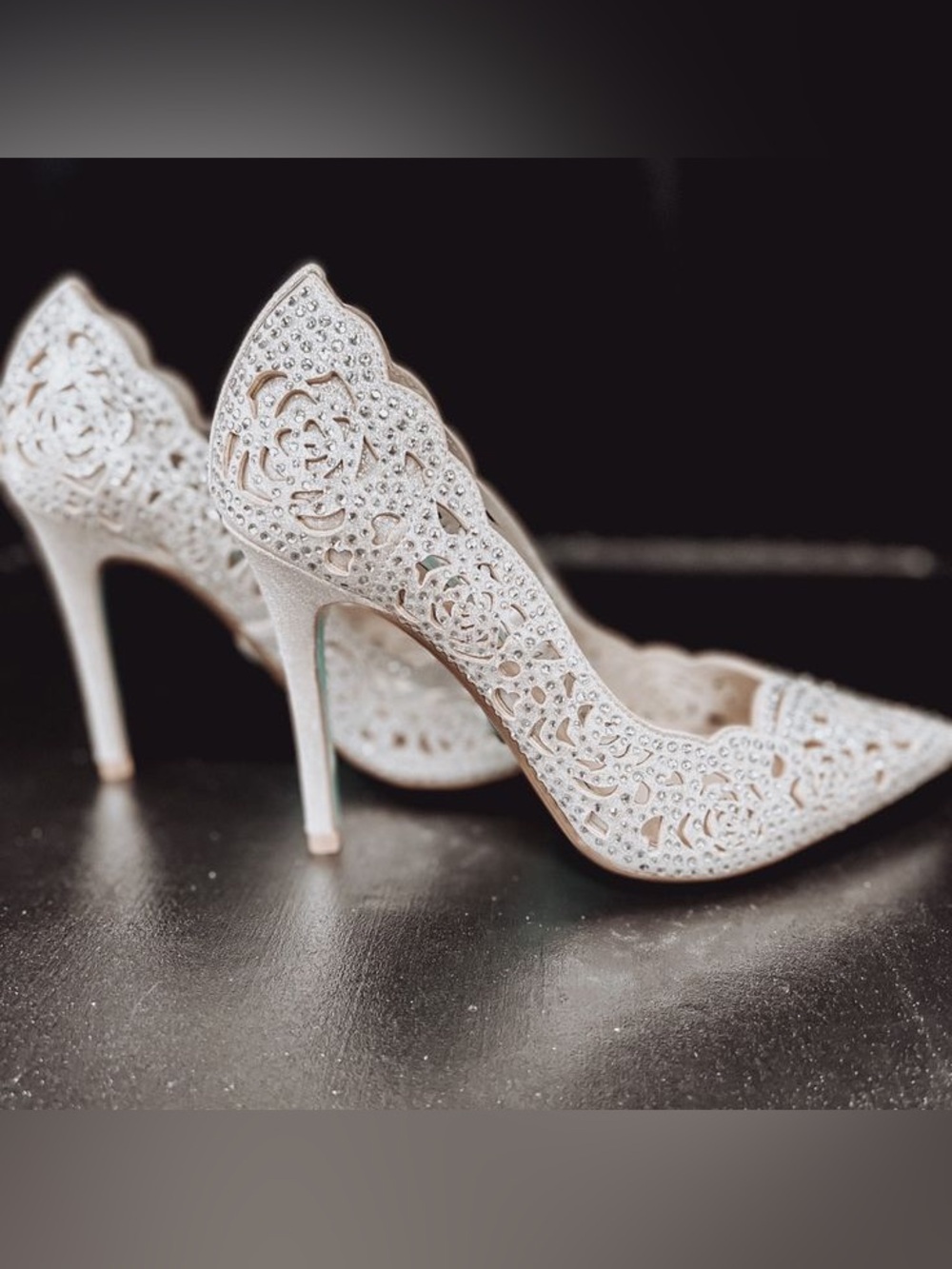 Betsey Johnson Elegant Crystal-Embellished Silver Elsa Stiletto Formal pumps